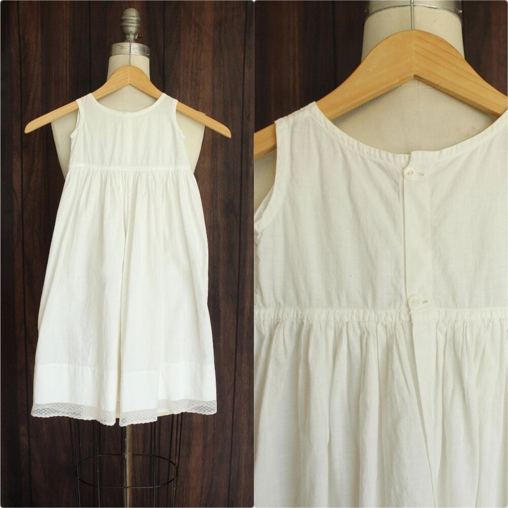 Vintage 1910s Baby Dress, White Cotton and Lace Christening Baptism Dress